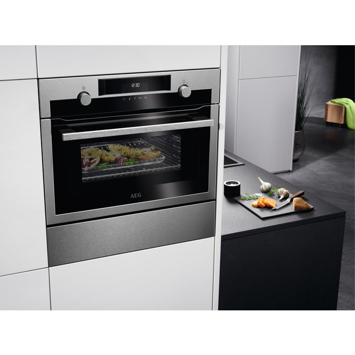 AEG 8000 Series KME565060M Combi Quick Compact Built In Microwave Combination Oven in Stainless Steel