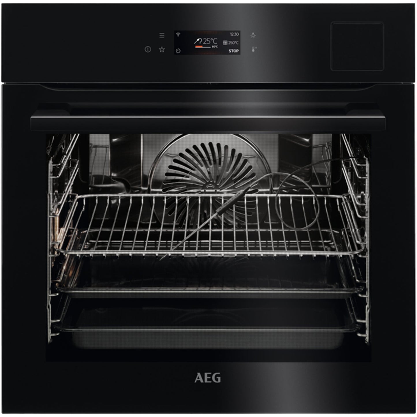 AEG 9000 Series BSK798280B Steam Pro Electric Single Built in Oven with Touch Controls Black
