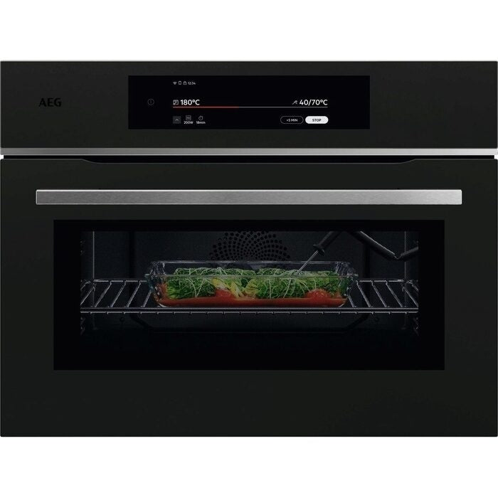 AEG 9000 Series TK9NK821T Compact Built in Microwave Combination Oven Black