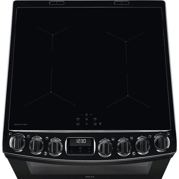 AEG CIB6743ACB 6000 Series Steam Bake 60cm Freestanding Electric Cooker with Induction Hob in Black