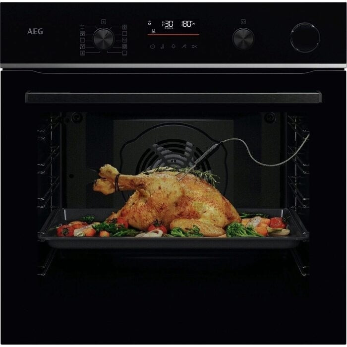 AEG TR6PB521SB Electric Built in Single Oven with Retractable Dials Black