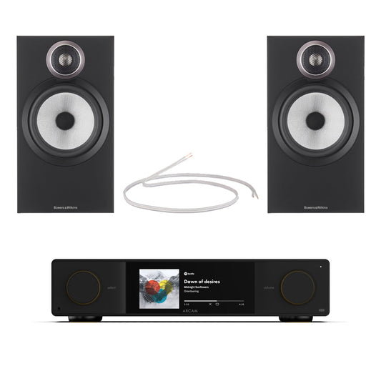 Arcam Radia SA35 Streaming Integrated Amplifier with Bowers and Wilkins 606 S3 Bookshelf Speakers Pair Black HiFi Package