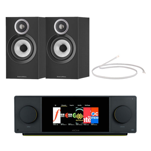 Arcam Radia SA45 Streaming Integrated Amplifier with Bowers and Wilkins 607 S3 Bookshelf Speakers Pair Black HiFi Package