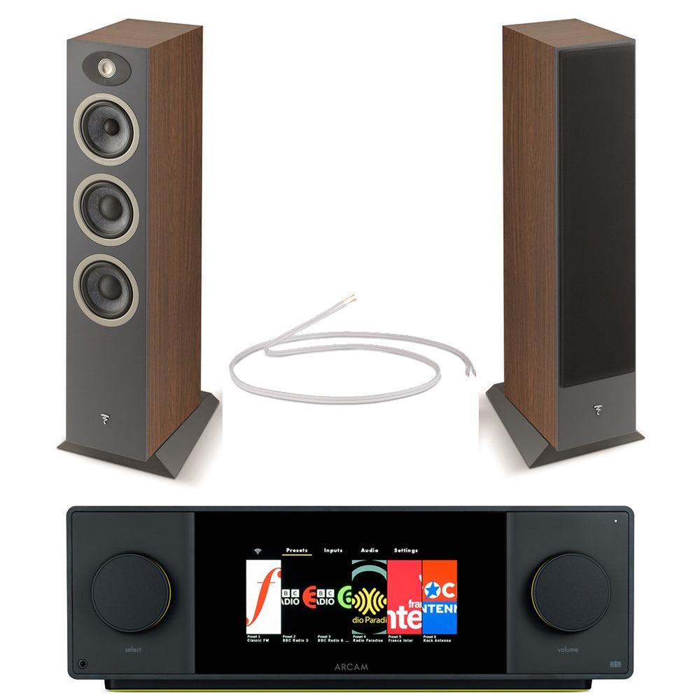 Arcam Radia SA45 Streaming Integrated Amplifier with Focal Theva N2 Floorstanding Speakers Pair Dark Wood HiFi Package