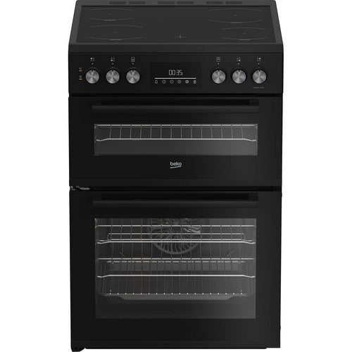 Beko EDC6731K 60cm Double Oven Electric Cooker with Vitroceramic Hob Black