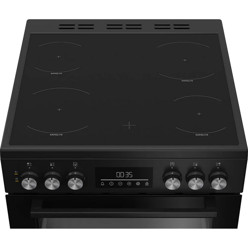 Beko EDC6731K 60cm Double Oven Electric Cooker with Vitroceramic Hob Black
