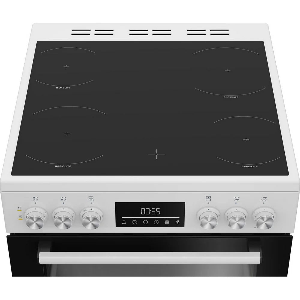 Beko EDC6731W 60cm Double Oven Electric Cooker with Vitroceramic Hob White