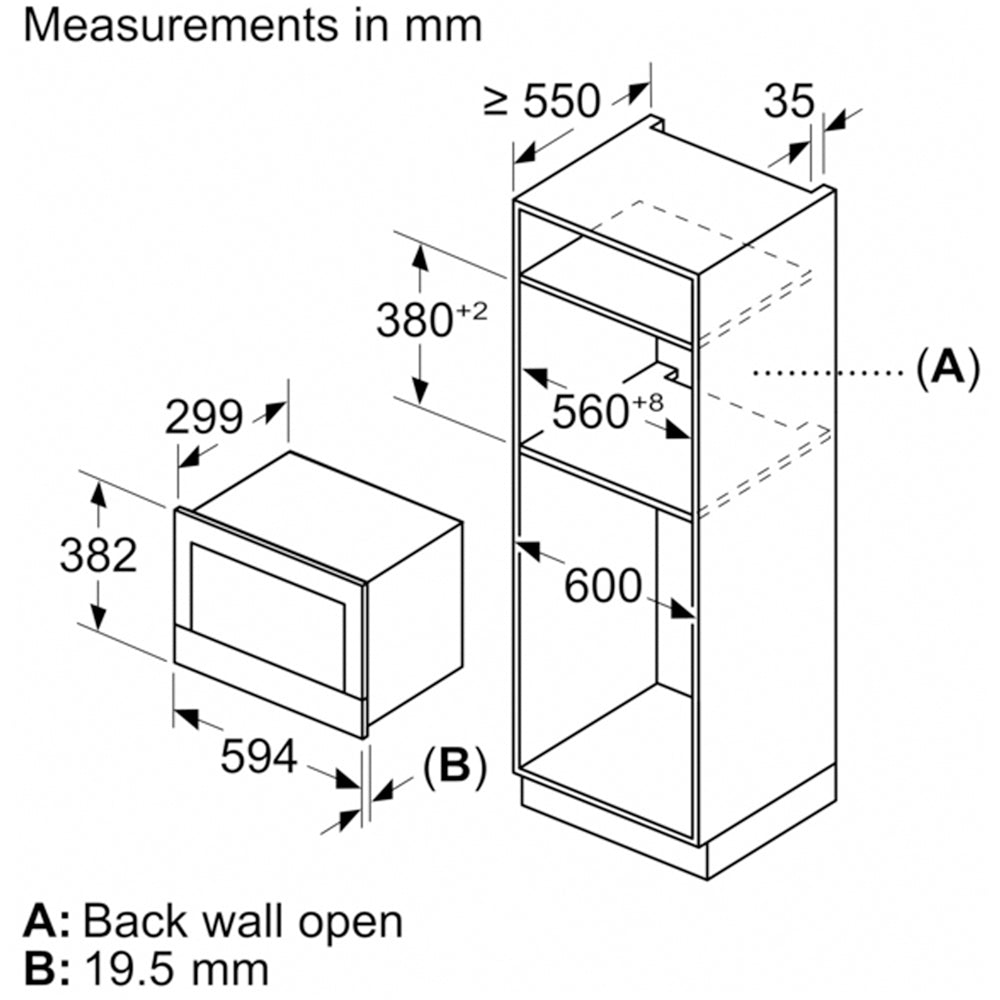 Bosch BFL7221B1B Series 8 Built In Microwave Oven Black