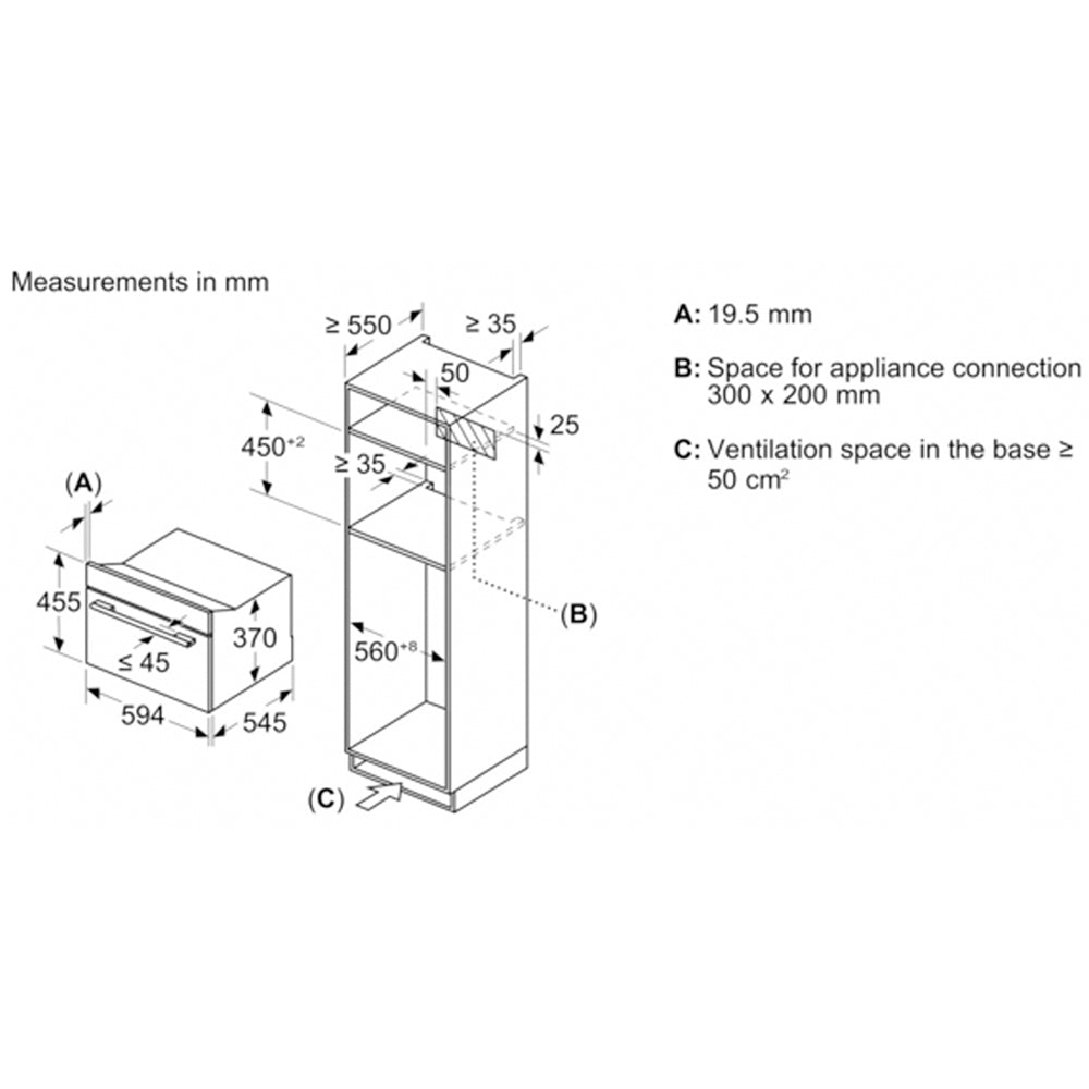 Bosch CEG732XB1B Series 8 Built-In Microwave & Grill Black