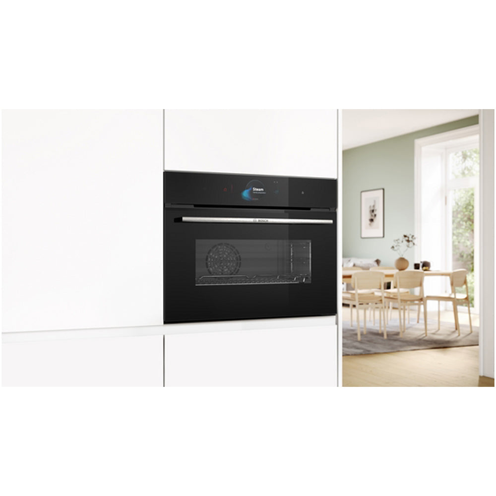 Bosch CSG7584B1 Series 8 47L Built-in compact oven with Steam Function Black - A+ Rated