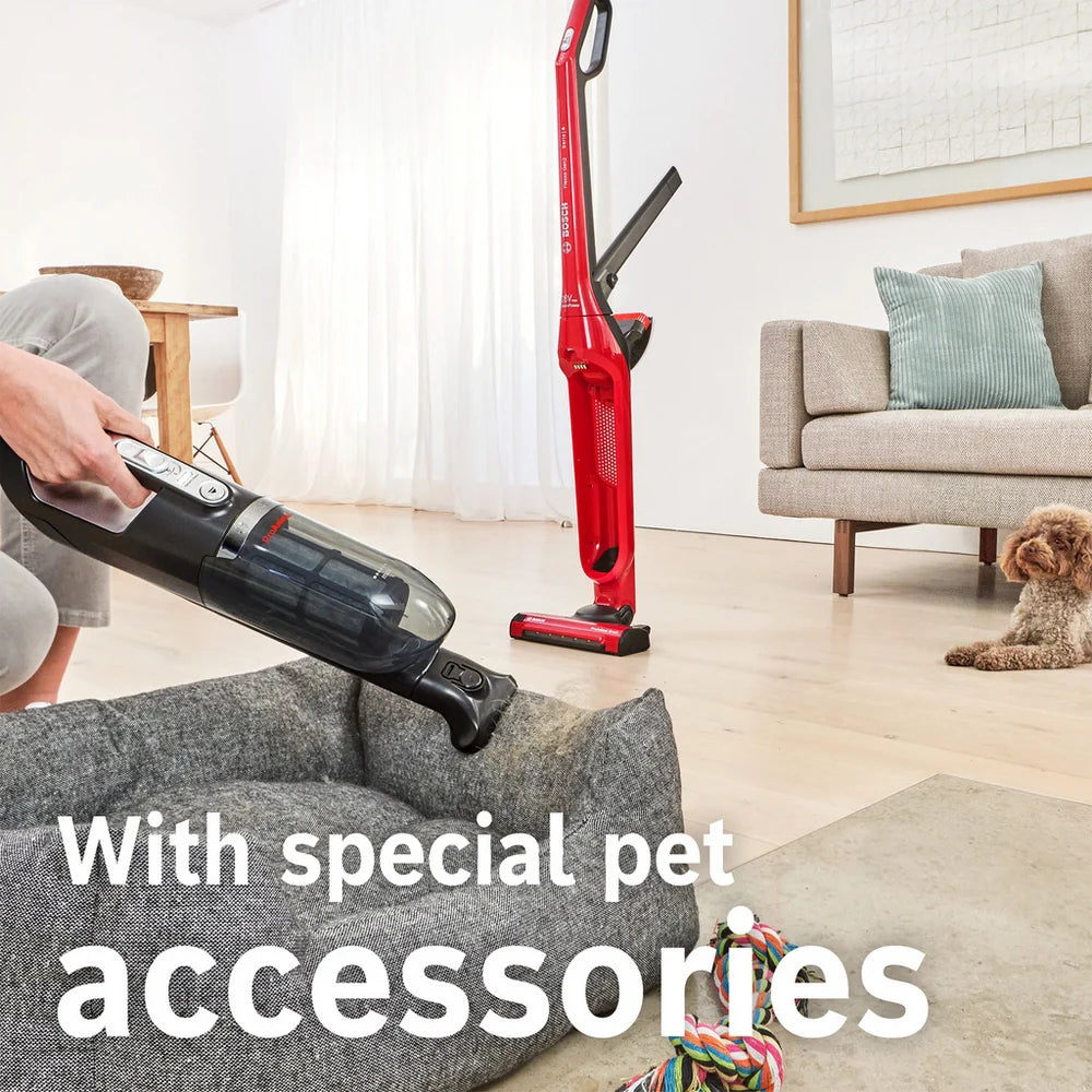 Bosch Flexxo Gen2 Series 4 ProAnimal 2 in 1 BBH3ZOOGB Cordless Vacuum Cleaner up to 55 Minutes Run Time - Red