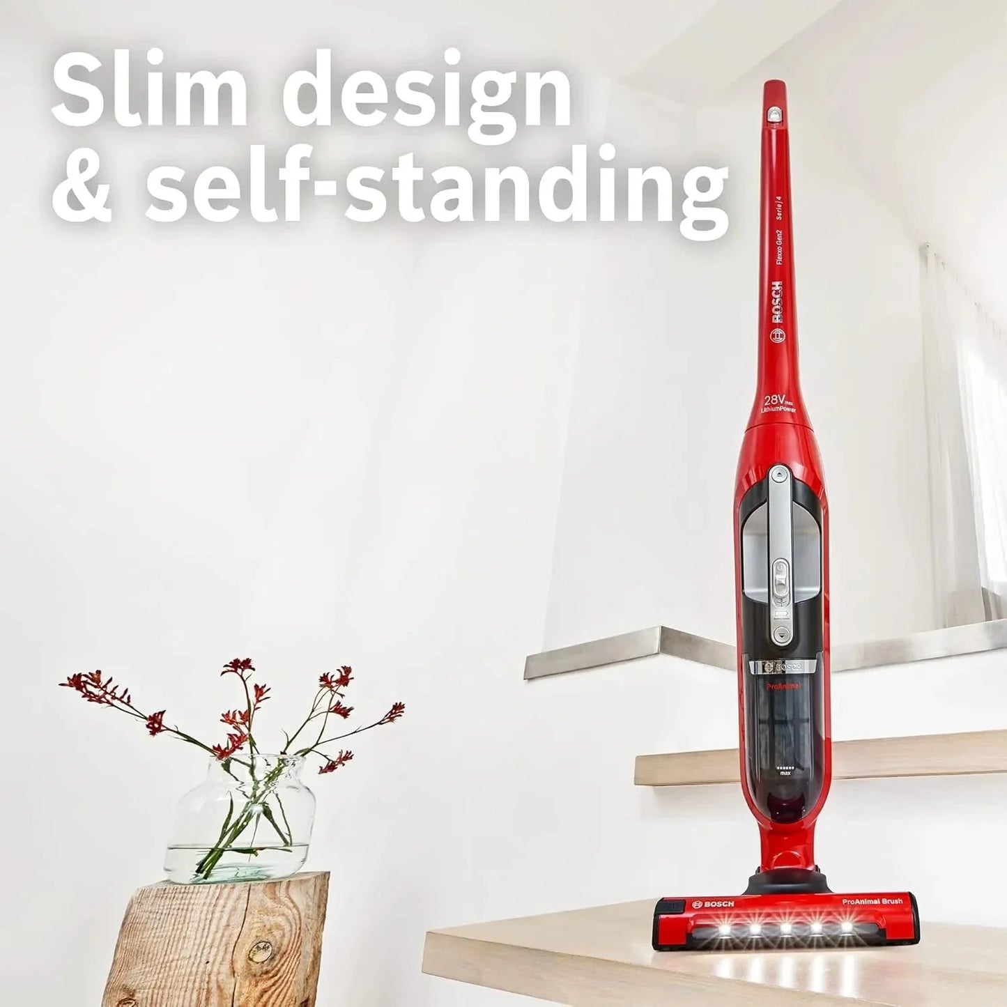 Bosch Flexxo Gen2 Series 4 ProAnimal 2 in 1 BBH3ZOOGB Cordless Vacuum Cleaner up to 55 Minutes Run Time - Red