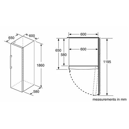 Bosch GSN36VWEPG Series 4 186cm High Freestanding Frost Free Upright Freezer White