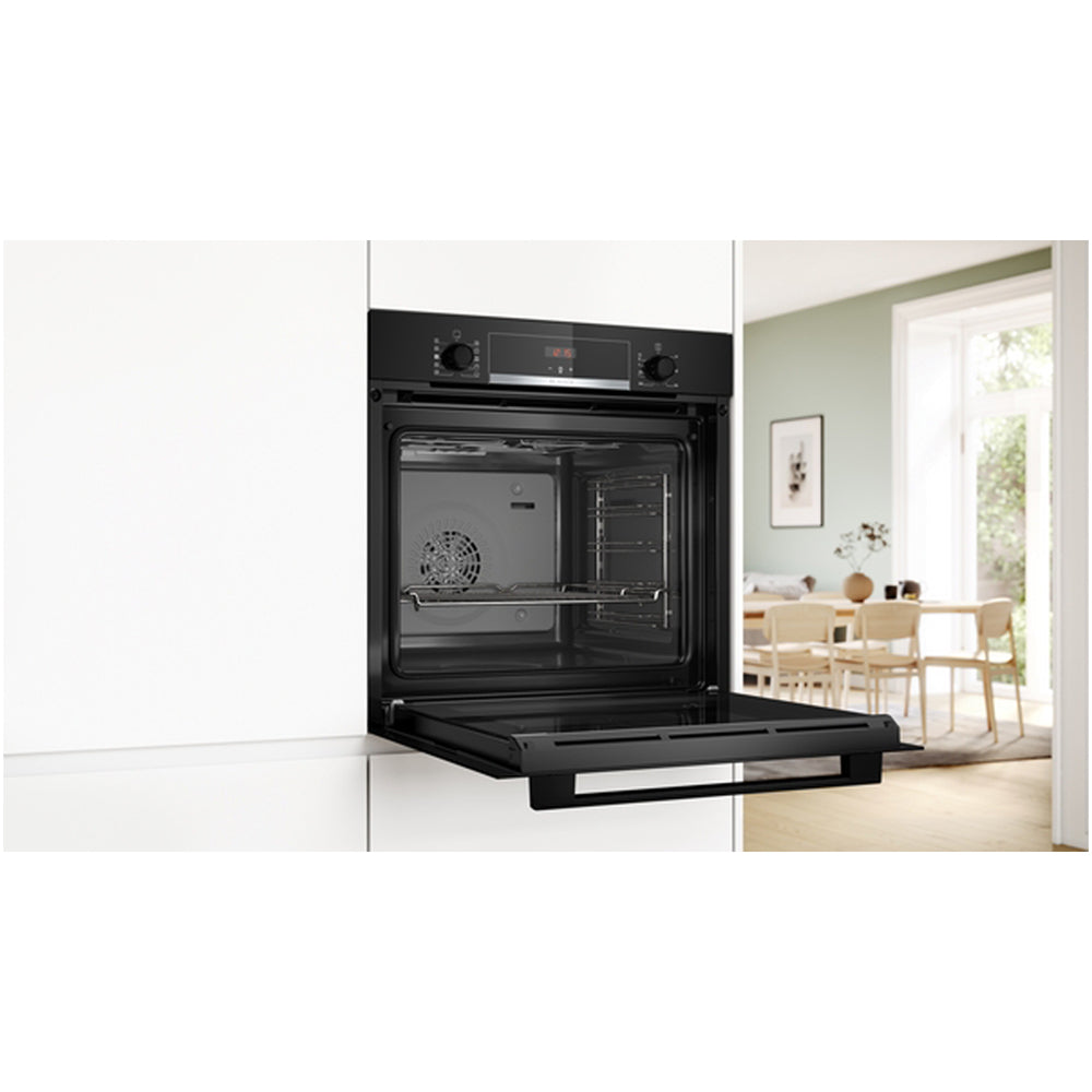 Bosch HQA534BB3B 60cm Series 8 Electric Built in Single Oven with Added Steam Function in Black