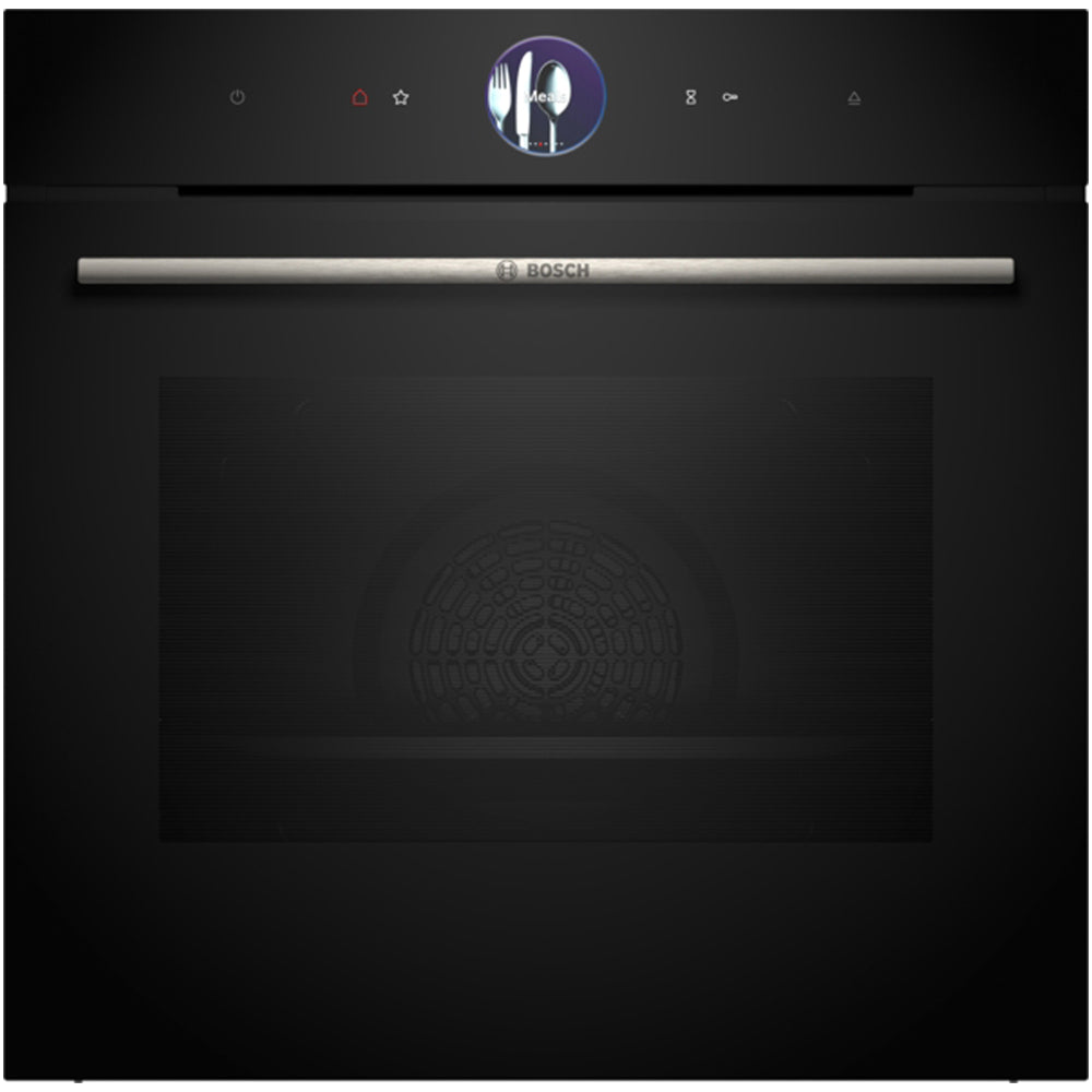 Bosch HRG7764B1B Series 8 Pyrolytic Built in Single Electric Oven with Added Steam Funtion and Air Fry in Black