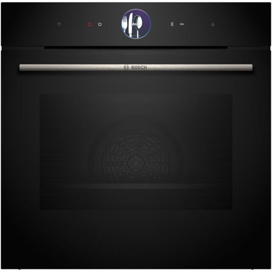 Bosch HSG7364B1B 60 cm Series 8 Hydrolytic Electric Single Oven With Steam and Air Fry Function in Black