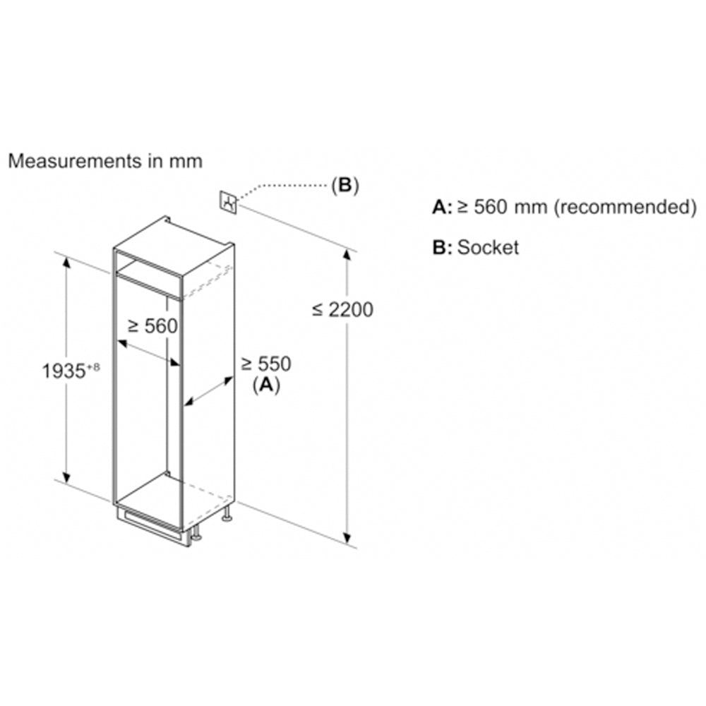 Bosch KIN96NSE0G Series 2 Fully Integrated 60-40 Fridge Freezer Frost Free - E Rated