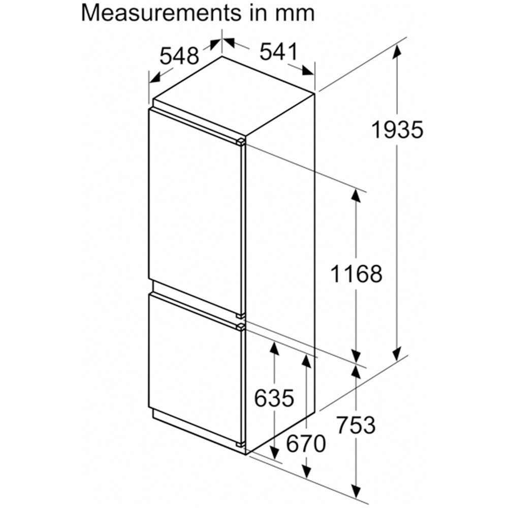 Bosch KIN96NSE0G Series 2 Fully Integrated 60-40 Fridge Freezer Frost Free - E Rated