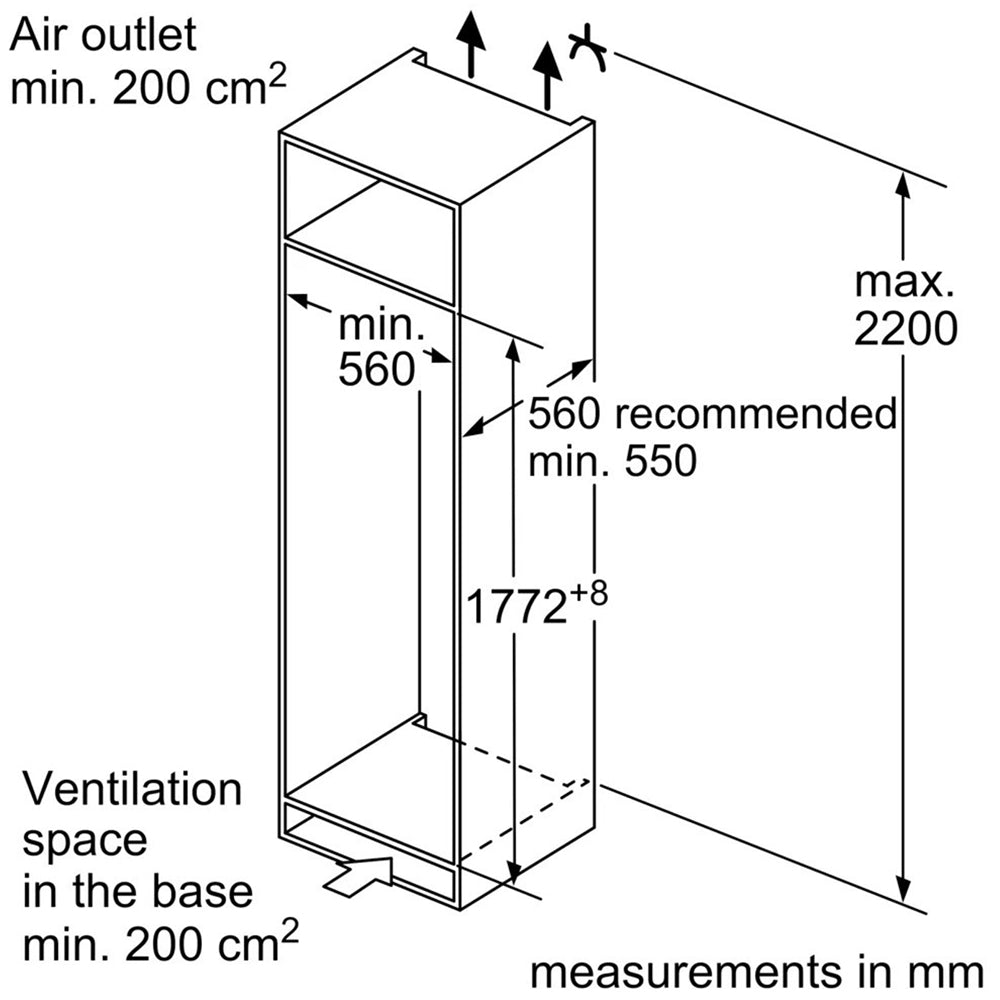 Bosch KIR81VFE0G Series 4 Integrated Tall Larder Fridge