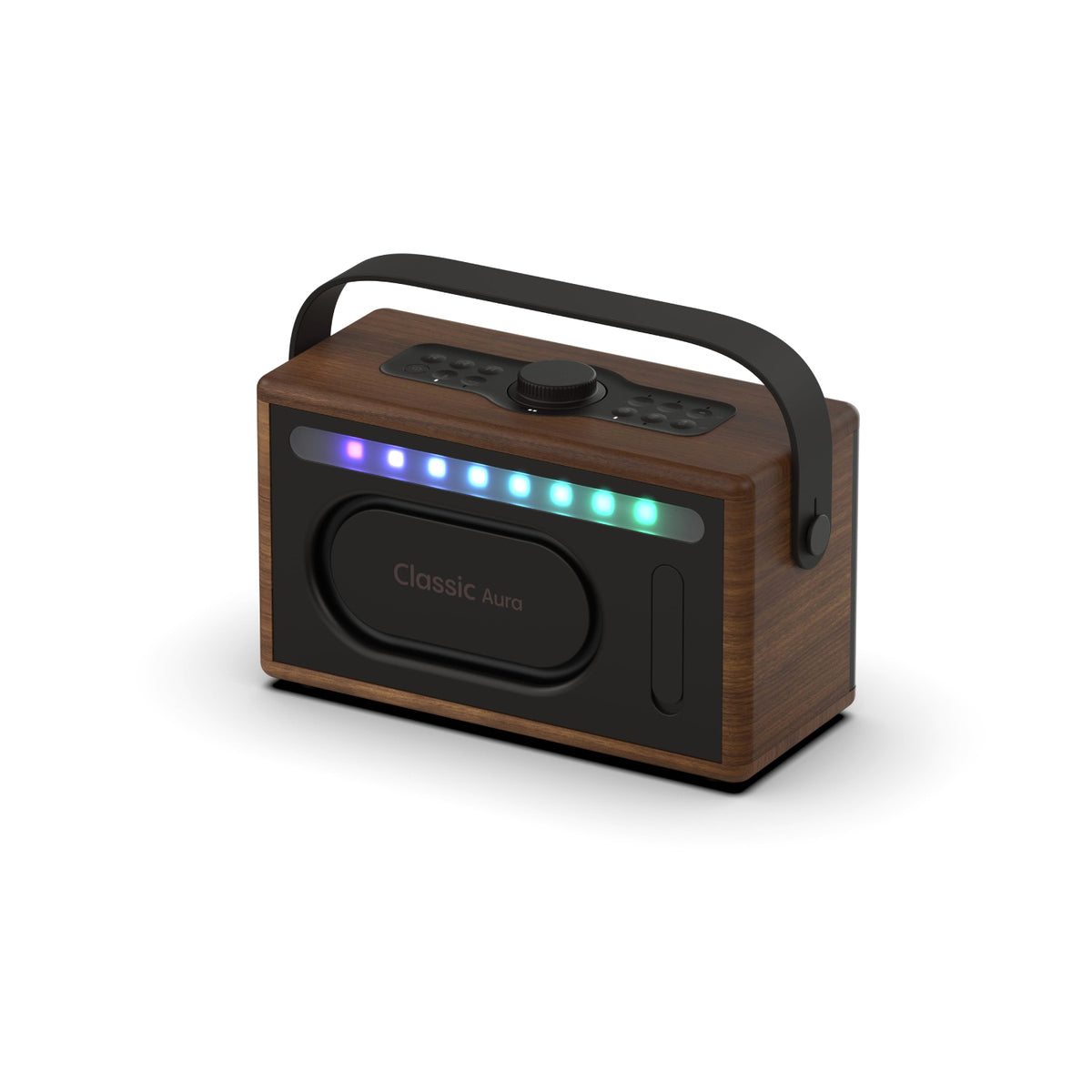 Pure Classic Aura Portable Bluetooth Speaker with Ambient Lighting - Coffee Brown Walnut
