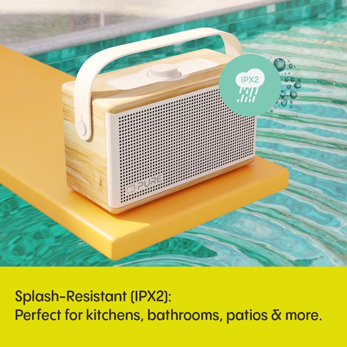 Pure Classic Aura Portable Bluetooth Speaker with Ambient Lighting - Coffee Brown Walnut