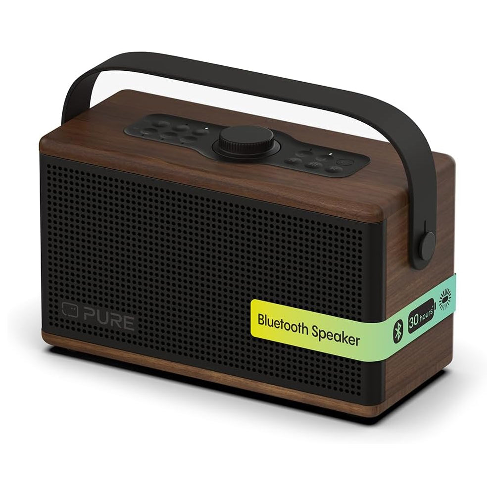 Pure Classic Aura Portable Bluetooth Speaker with Ambient Lighting - Coffee Brown Walnut