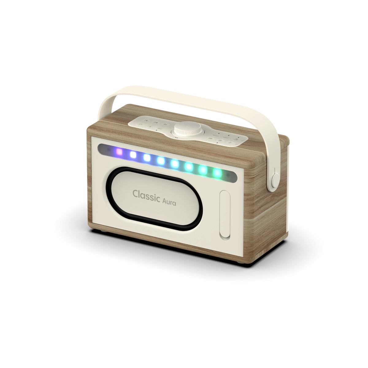 Pure Classic Aura Portable Bluetooth Speaker with Ambient Lighting - Cotton White Oak