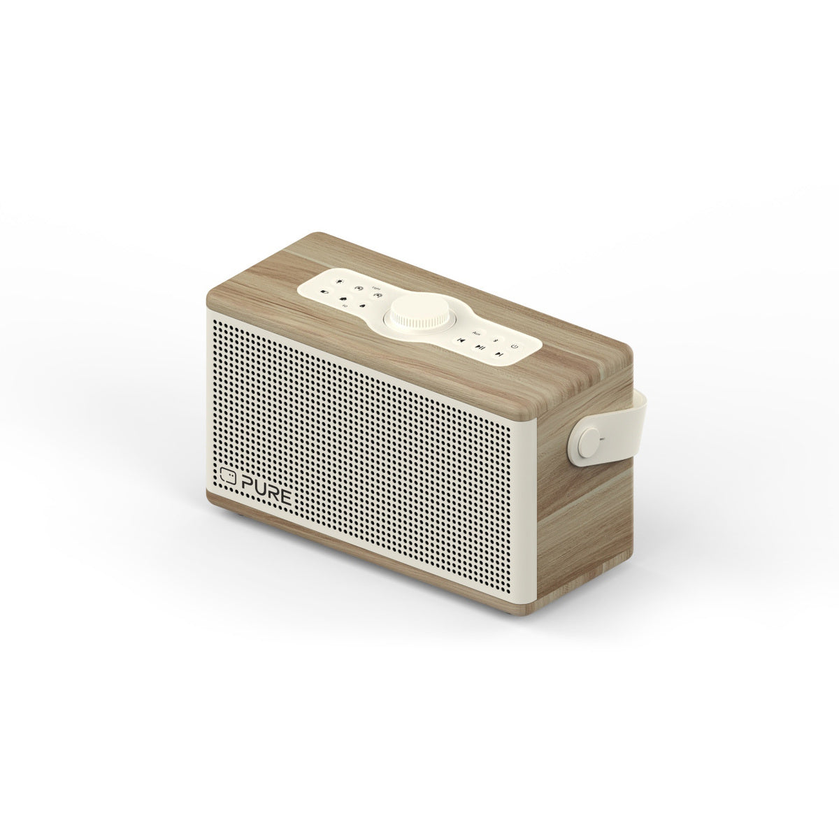 Pure Classic Aura Portable Bluetooth Speaker with Ambient Lighting - Cotton White Oak