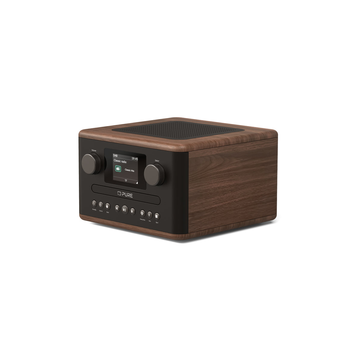 Pure Classic C-D4 DAB DAB+ FM Radio with CD Player and Bluetooth - Coffee Brown Walnut