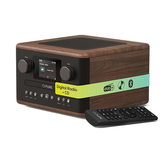 Pure Classic C-D4 DAB DAB+ FM Radio with CD Player and Bluetooth - Coffee Brown Walnut