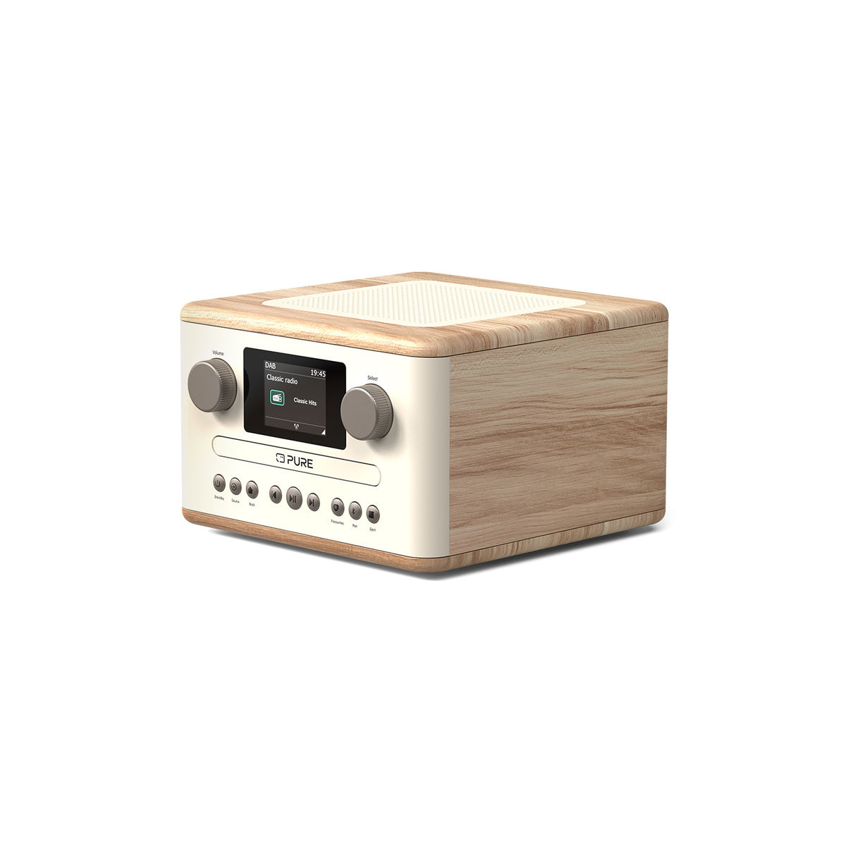 Pure Classic C-D4 DAB DAB+ FM Radio with CD Player and Bluetooth - Cotton White Oak