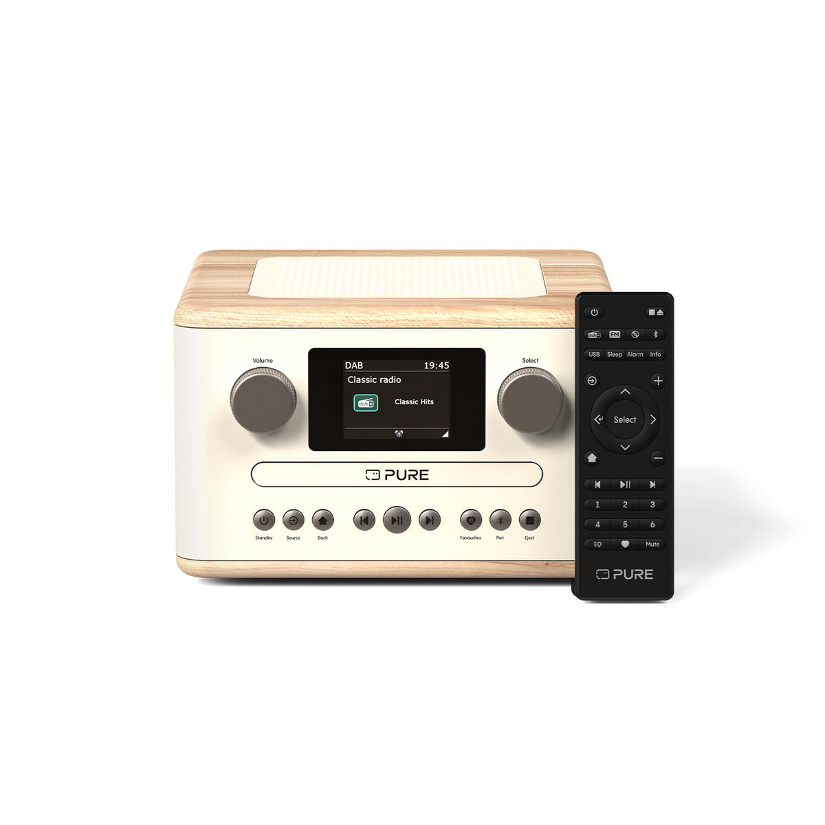 Pure Classic C-D4 DAB DAB+ FM Radio with CD Player and Bluetooth - Cotton White Oak