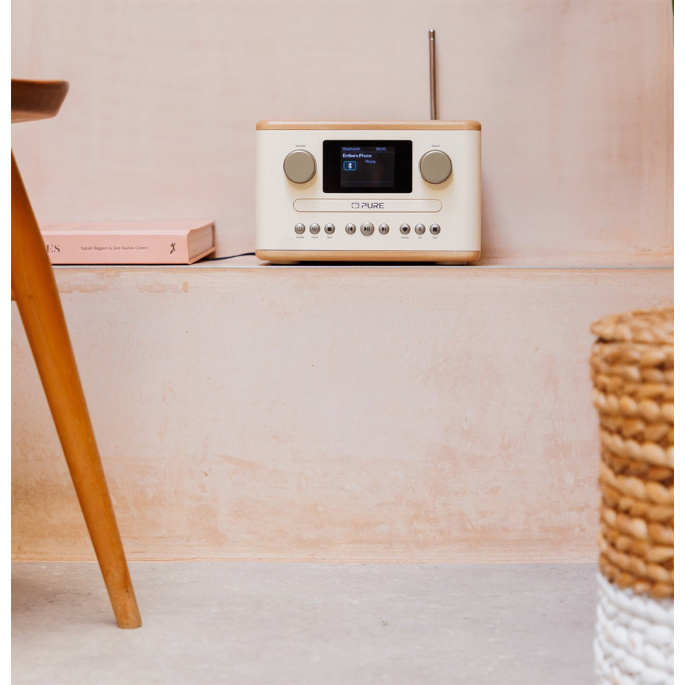 Pure Classic C-D4 DAB DAB+ FM Radio with CD Player and Bluetooth - Cotton White Oak