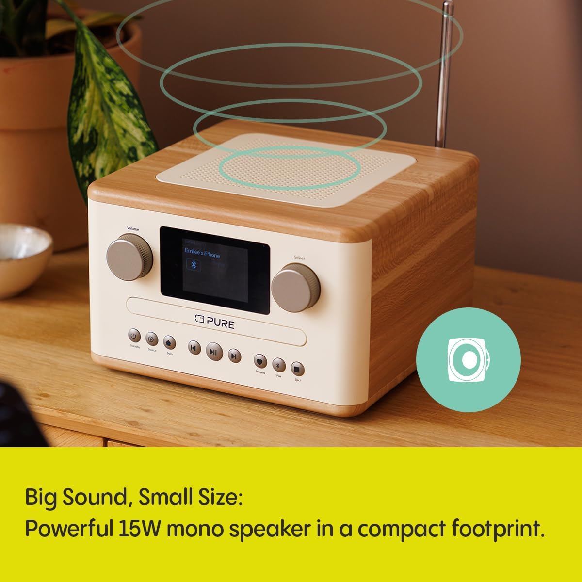 Pure Classic C-D4 DAB DAB+ FM Radio with CD Player and Bluetooth - Cotton White Oak