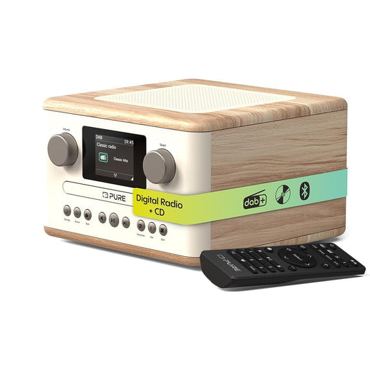 Pure Classic C-D4 DAB DAB+ FM Radio with CD Player and Bluetooth - Cotton White Oak