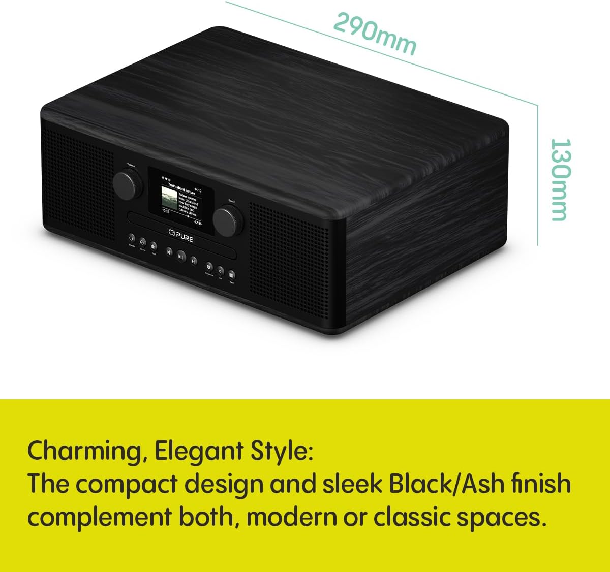 Pure Classic C-D6i  All in One Internet Radio with DAB+ FM Bluetooth CD Player Stereo Sound System Black