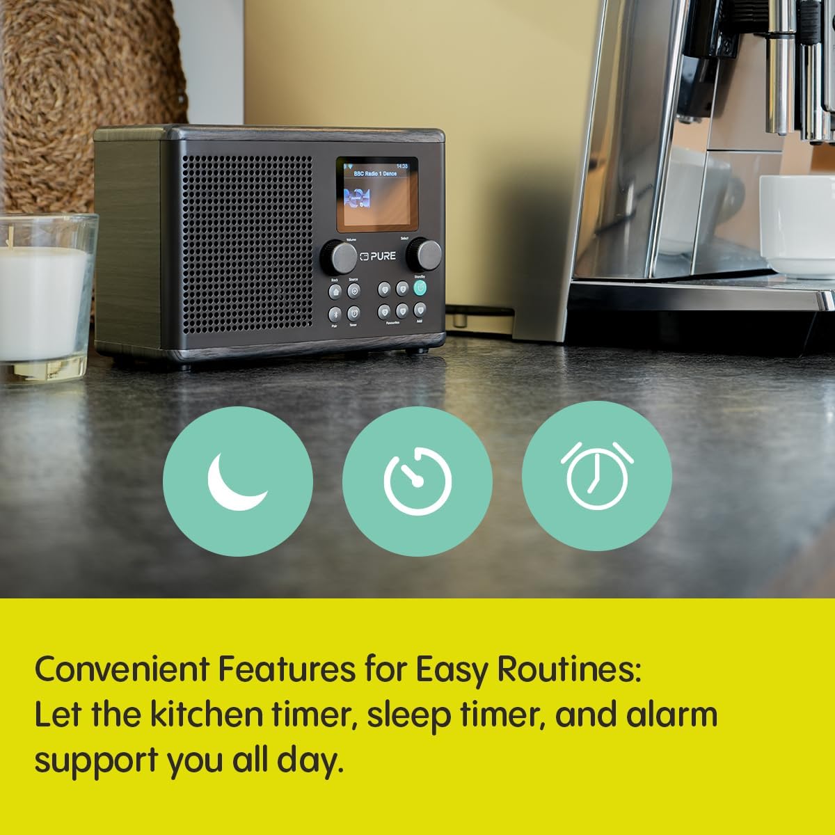 Pure Classic H4i Compact DAB+ FM Internet Radio with Bluetooth - Black