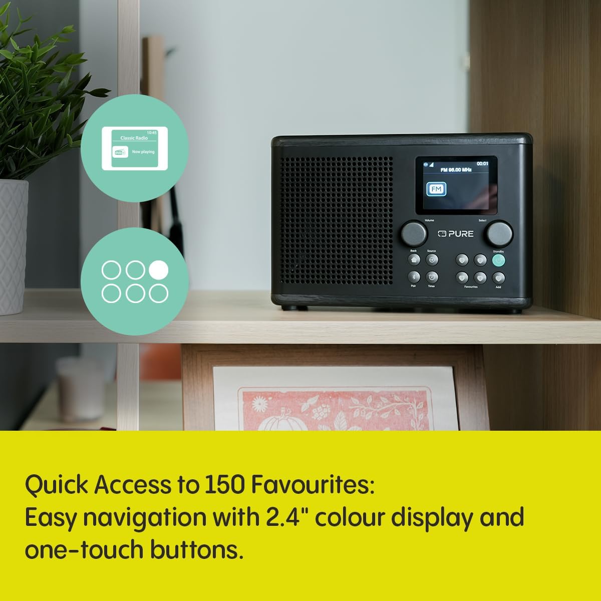 Pure Classic H4i Compact DAB+ FM Internet Radio with Bluetooth - Black