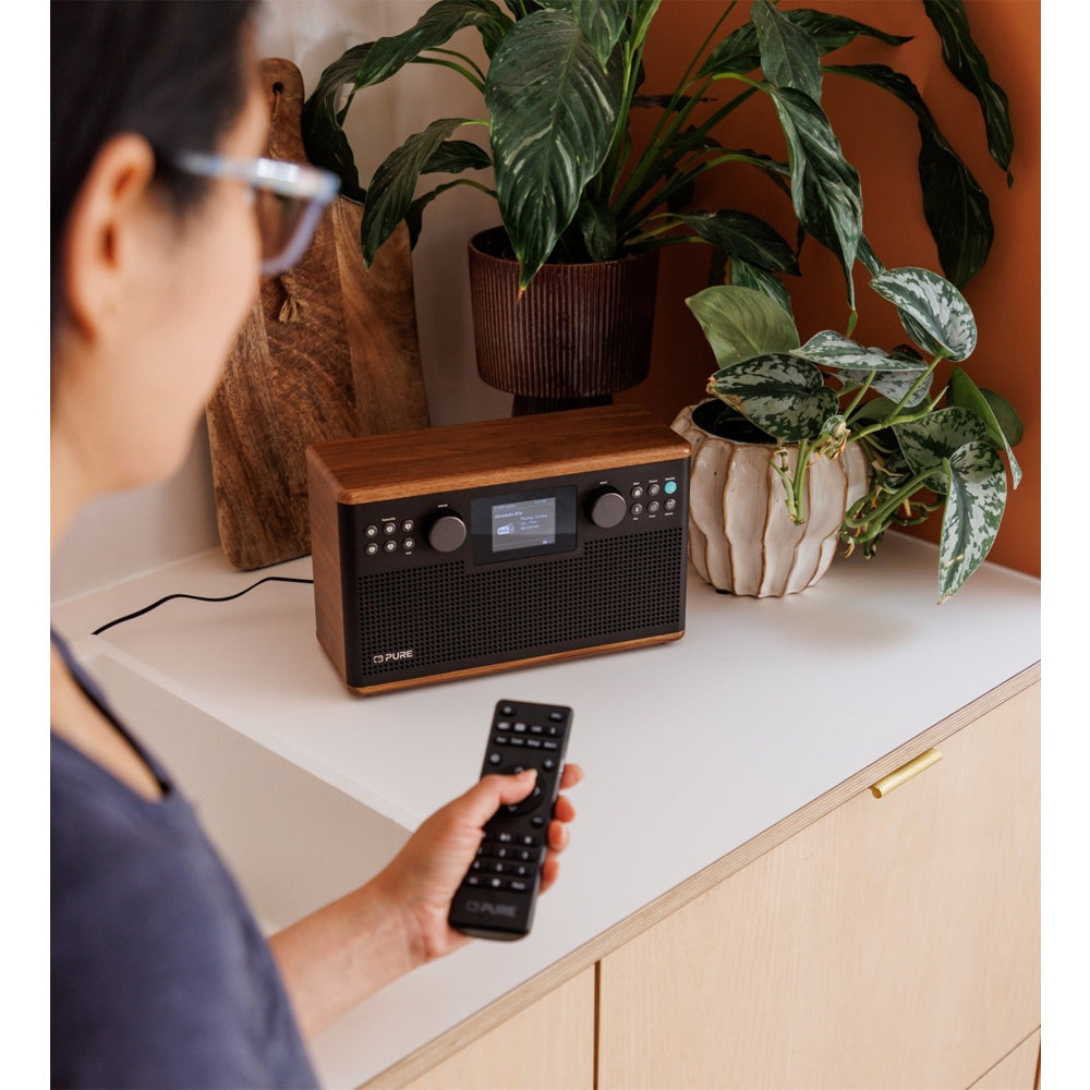Pure Classic H6 DAB DAB+ FM Stereo Digital Radio with Bluetooth - Coffee Brown Walnut