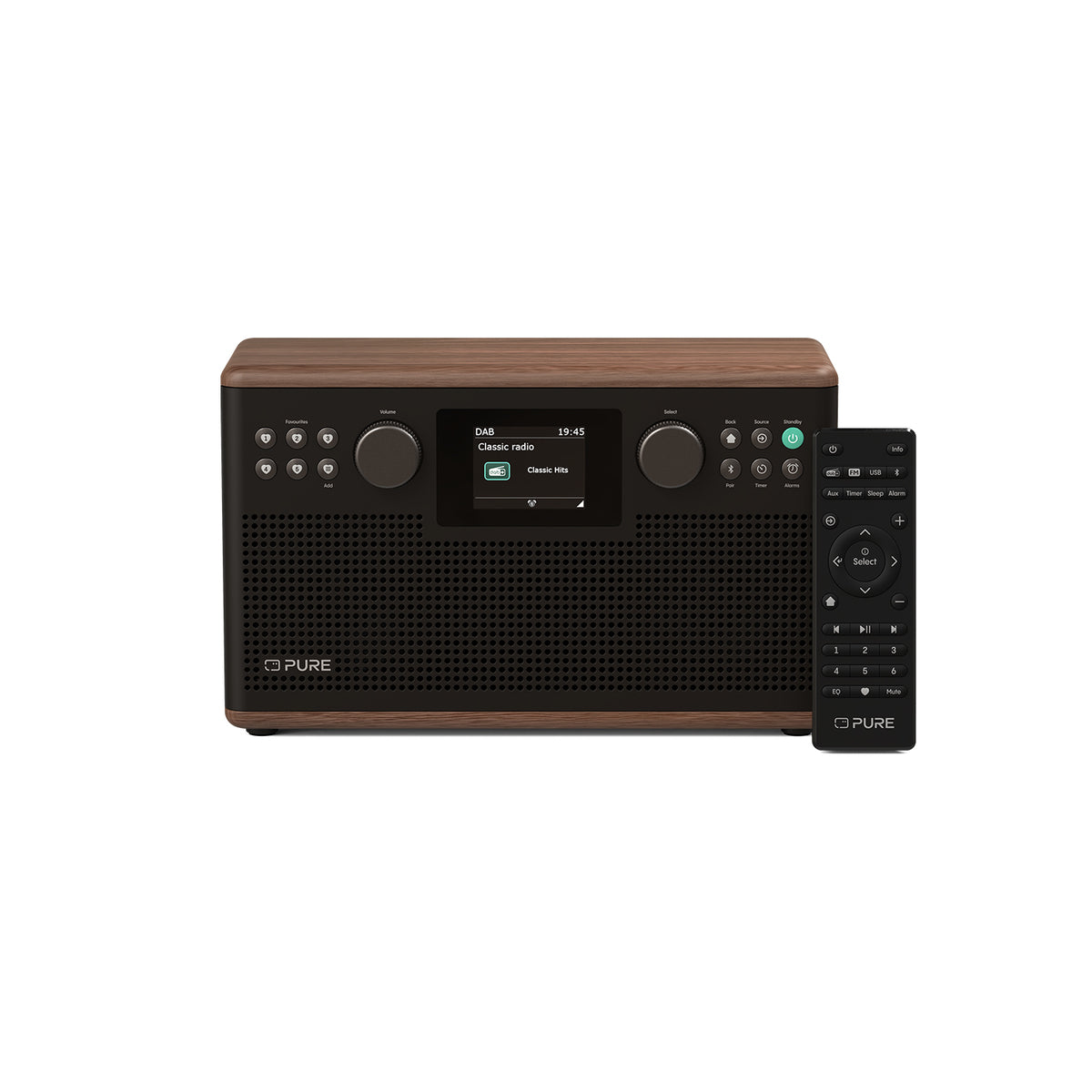 Pure Classic H6 DAB DAB+ FM Stereo Digital Radio with Bluetooth - Coffee Brown Walnut