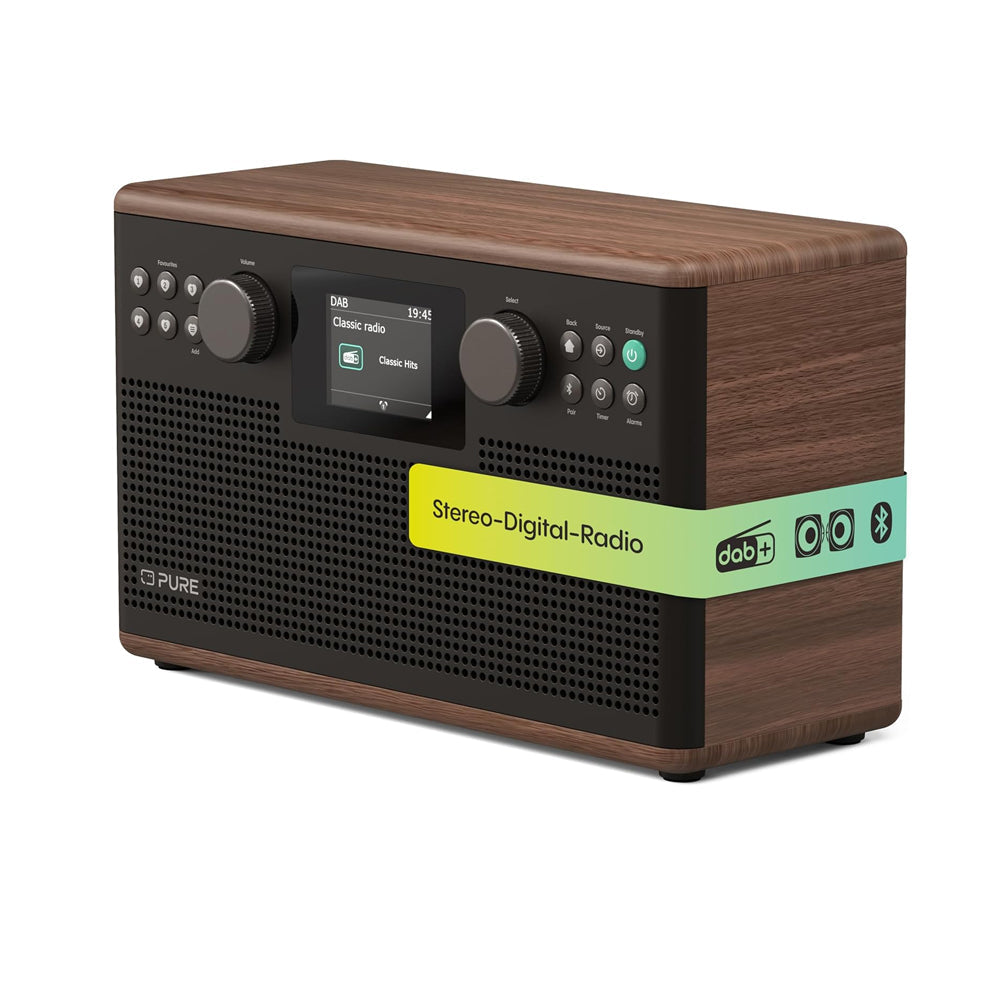 Pure Classic H6 DAB DAB+ FM Stereo Digital Radio with Bluetooth - Coffee Brown Walnut