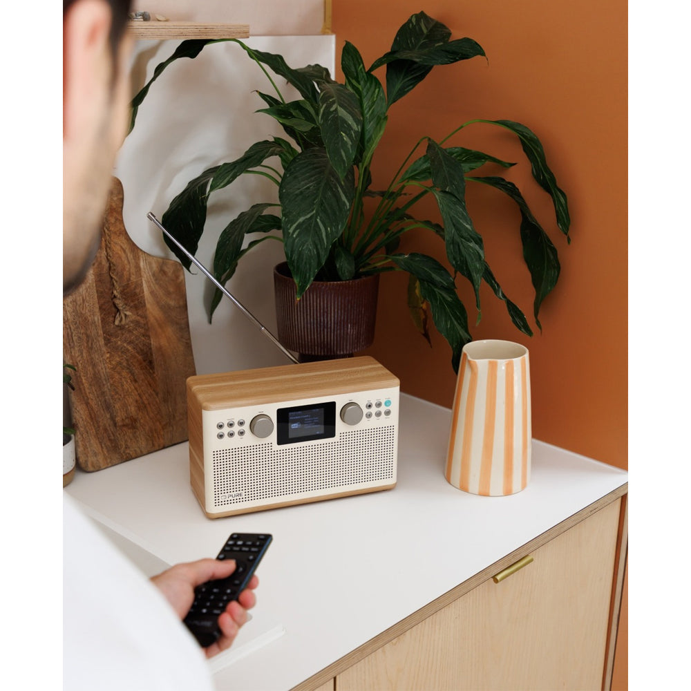 Pure Classic H6 DAB DAB+ FM Stereo Digital Radio with Bluetooth - Cotton White Oak