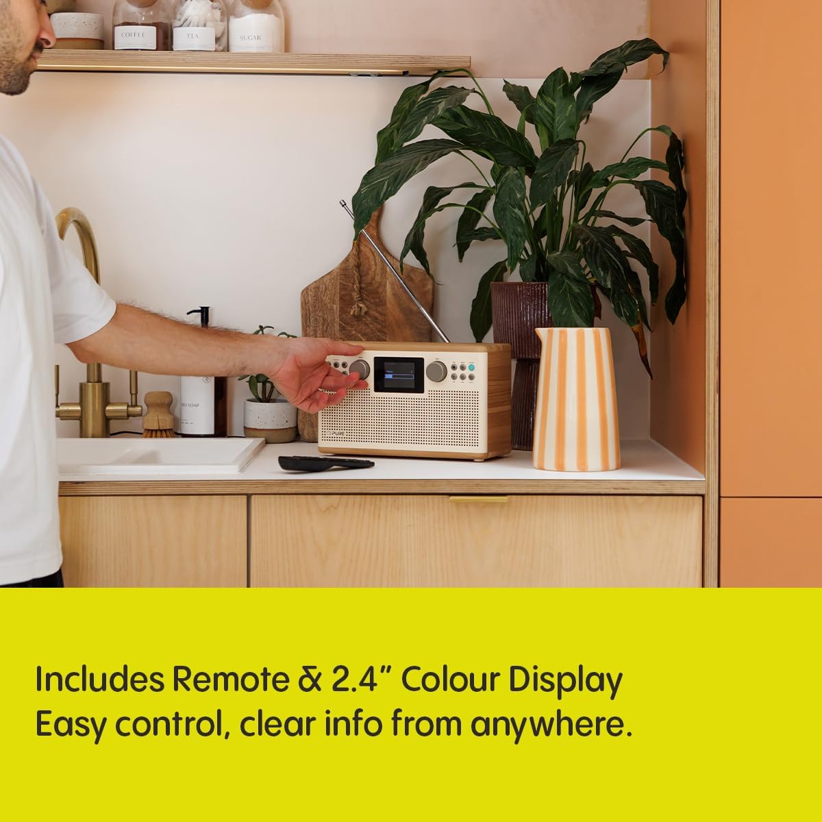 Pure Classic H6 DAB DAB+ FM Stereo Digital Radio with Bluetooth - Cotton White Oak