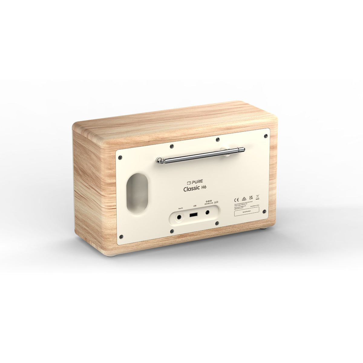 Pure Classic H6 DAB DAB+ FM Stereo Digital Radio with Bluetooth - Cotton White Oak