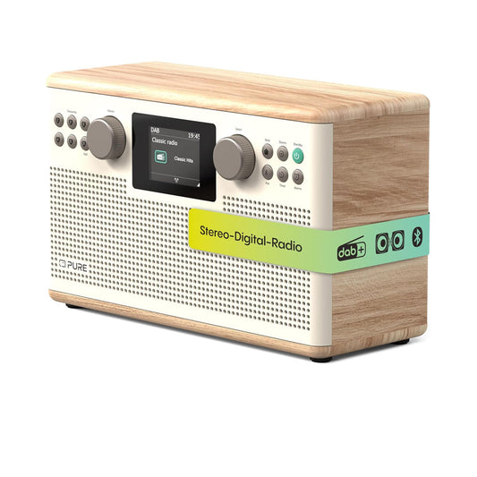 Pure Classic H6 DAB DAB+ FM Stereo Digital Radio with Bluetooth - Cotton White Oak