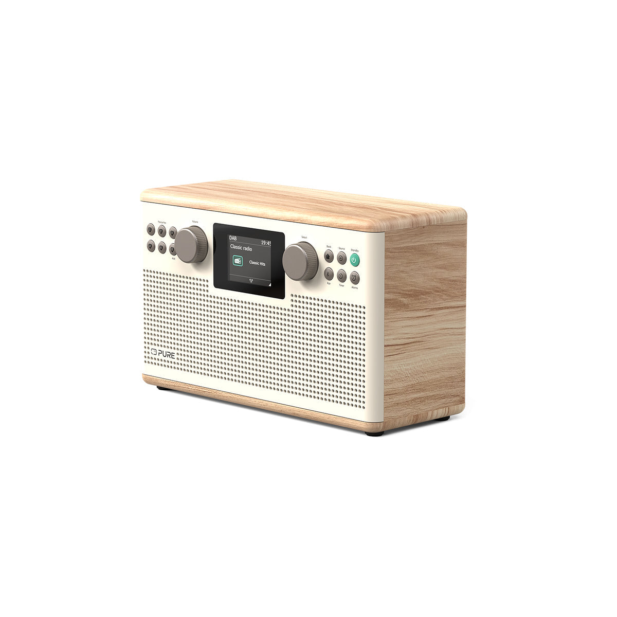Pure Classic H6 DAB DAB+ FM Stereo Digital Radio with Bluetooth - Cotton White Oak