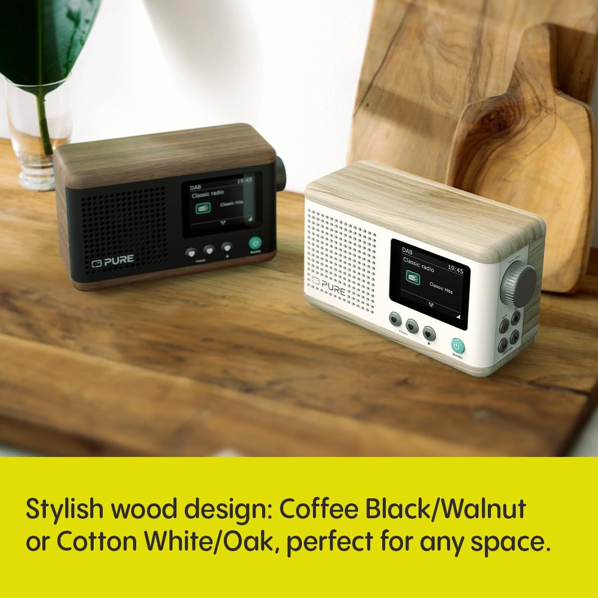 Pure Classic Mini Dab+ FM The Charming Portable Bluetooth Digital Radio - Coffee Black Walnut