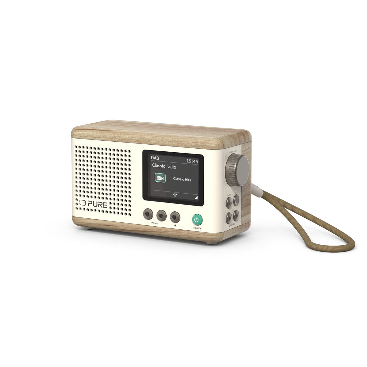 Pure Classic Mini Dab+ FM The Charming Portable Bluetooth Digital Radio - Cotton White Oak