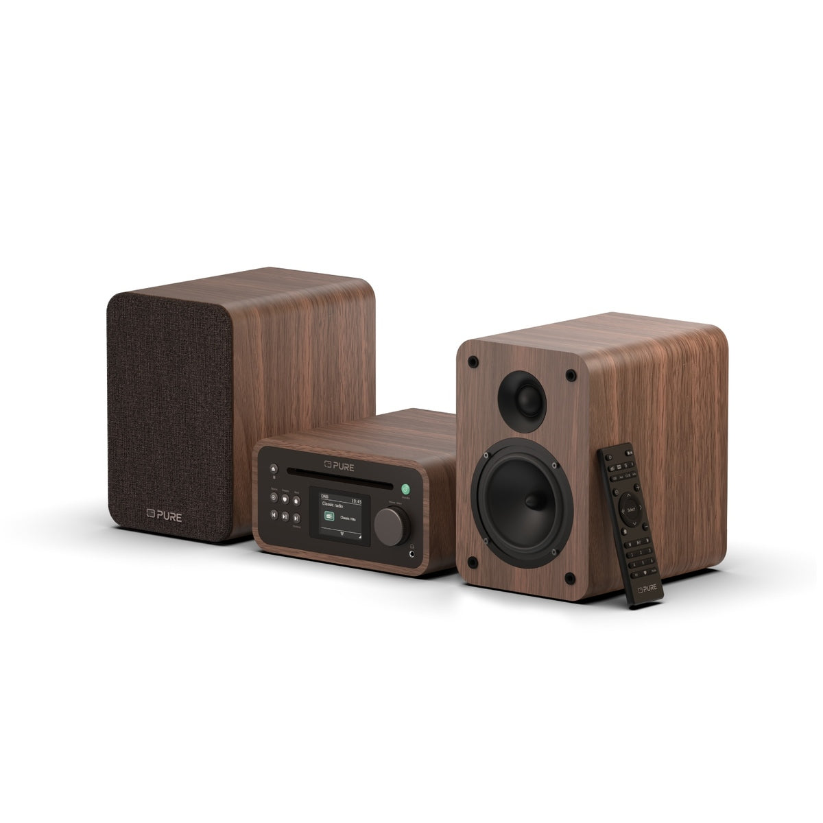 Pure Classic Stereo Mini DAB DAB+ FM Radio with Bluetooth CD Player Micro Stereo System Coffee Brown Walnut