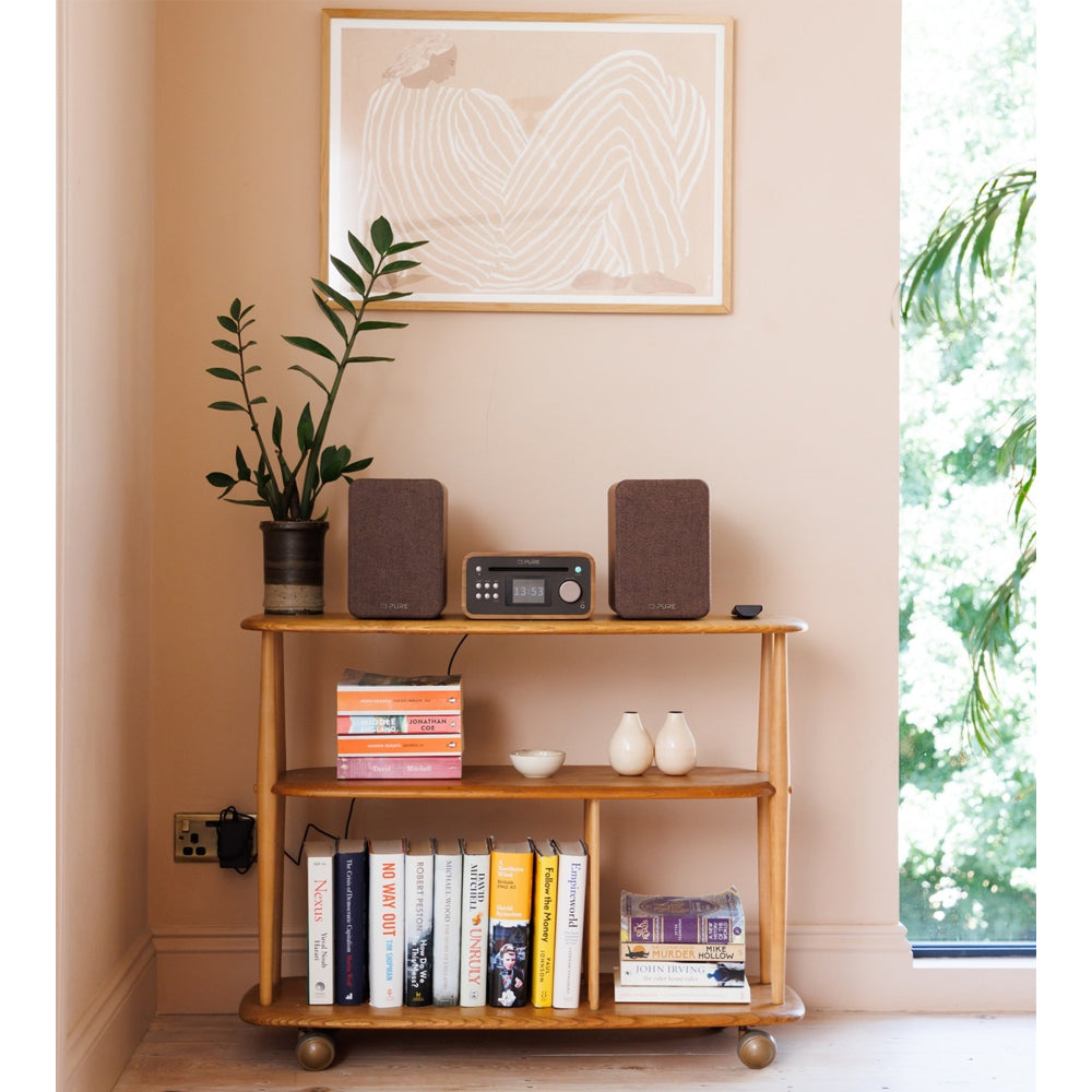 Pure Classic Stereo Mini DAB DAB+ FM Radio with Bluetooth CD Player Micro Stereo System Coffee Brown Walnut